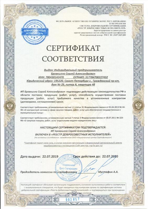Реестр добросовестных исполнителей в Санкт-Петербурга